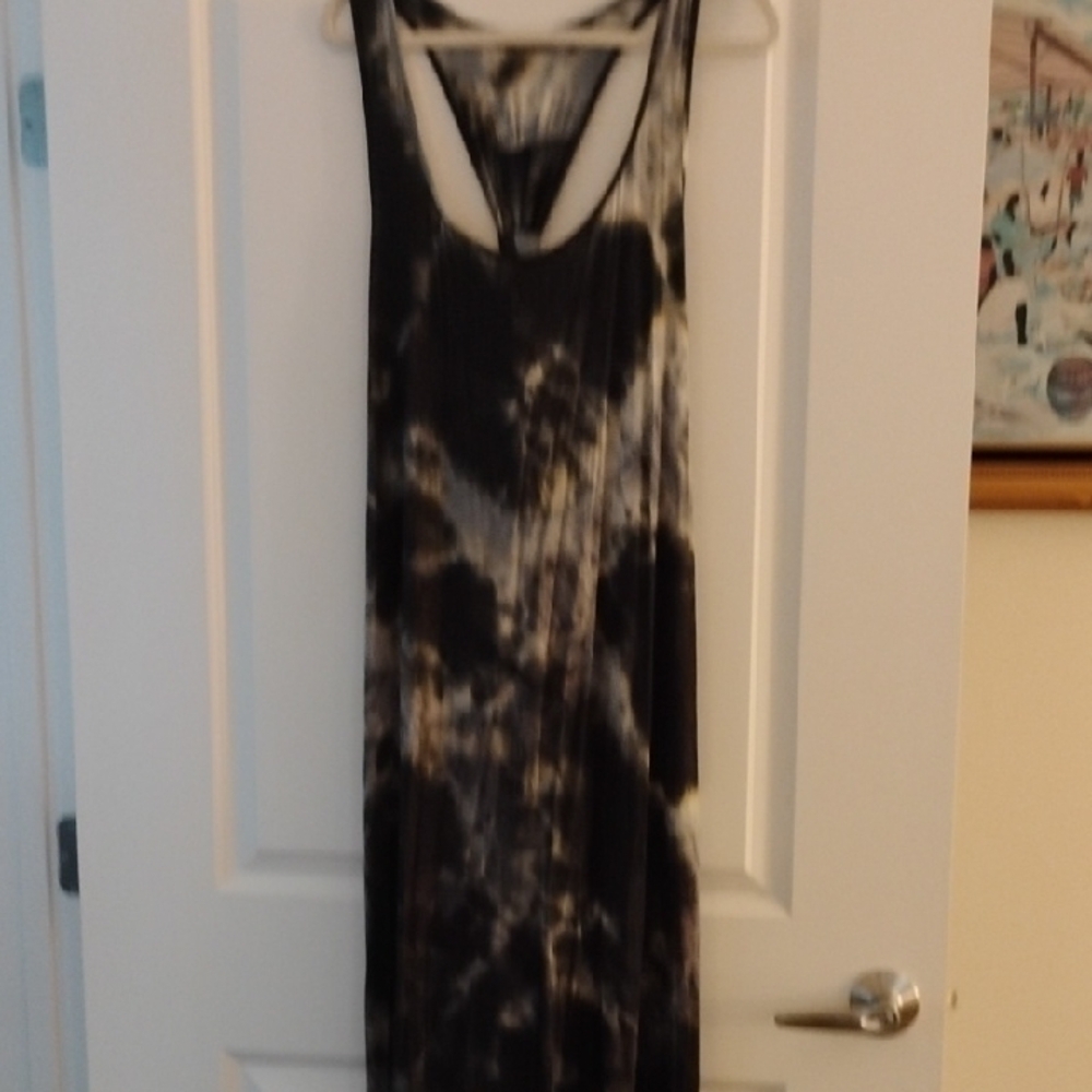 Pinc Black and Gray Tie-Dye Maxi Dress